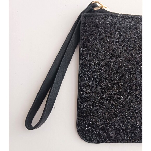 NEW Charlie Paige Blk Glitter Sparkle Wristlet Slim Pouch Zip Top 8X5 - Picture 3 of 6